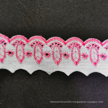 Bordado 50mm Poly Cotton Blend Embroidered Decorative Lace Trim